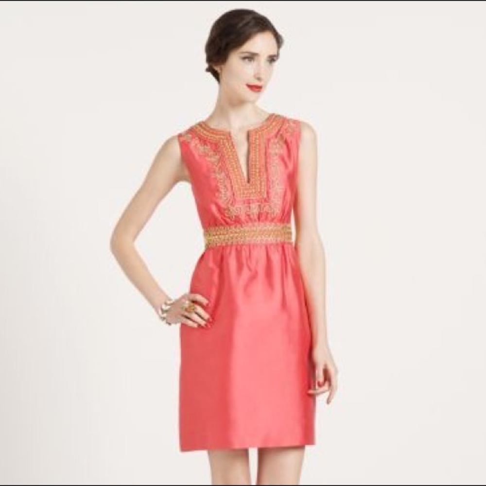 Kate Spade Pink and Gold Embellished Mini Dress
